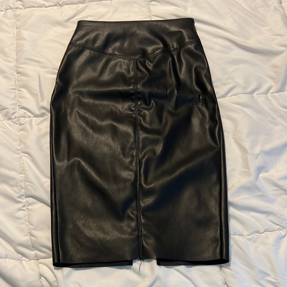 Leather pencil skirt